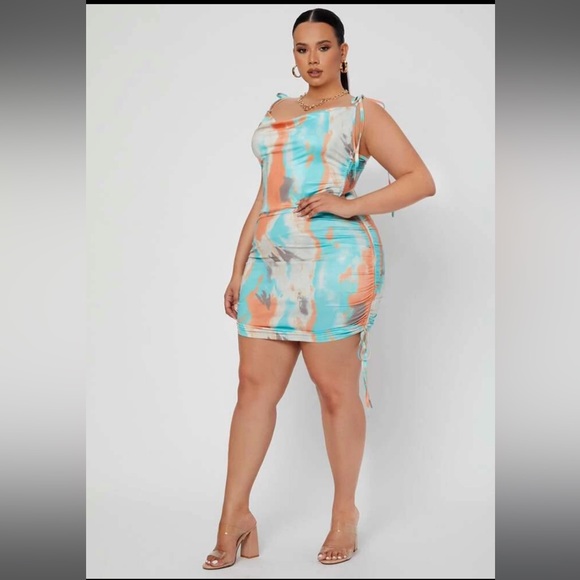 Tye dye cowl neck body con dress NWOT - Picture 3 of 6